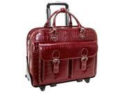Siamod San Martino Italian Leather Detachable Wheeled 17 Laptop Case Red
