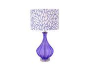 Purple Genie Bottle Glass Acrylic Accent Table Lamp with Leaf Accent Drum Shade