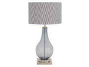 Urban Designs Tear Drop Glass Smoked Blue 29 Table Lamp with Herringbone Shade