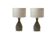 Urban Designs Grey Ceramic Table Lamp With Zebra Shades Set of 2