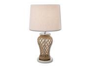 Urban Designs 28 Inch Clear Glass and Jute Table Lamp