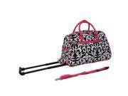 All Seasons Vacation Deluxe 21 Carry On Rolling Duffel Bag Pink Damask