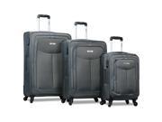 Dejuno The Legacy 3 Piece Softside Lite Spinner Upright Luggage Set Grey