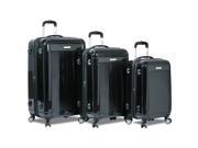 Dejuno Venture 3 Piece Hardside Spinner TSA Lock Luggage Set Black