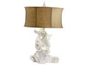 Cyan Design Plaster Driftwood Table Lamp Raw Cotton Shade with White Lining