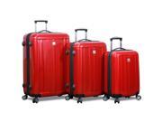 Dejuno Contour 3 Piece Hardside Spinner TSA Lock Luggage Set Red