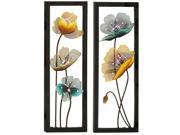 Casa Cortes Blossom Hand Crafted LED Lighted Metal Wall Art Decor Set of 2