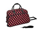 World Traveler Dots II 21 Inch Rolling Duffel Bag Black Pink Dot II