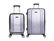 InUSA SouthWorld SM 2 piece Hardside Spinner Luggage Set Silver Brush