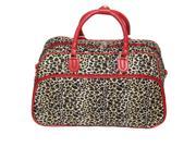 All Seasons Leopard Print 21 inch Carry On Shoulder Tote Duffel Bag Red Trim