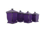 Country French Hand painted 4 piece Purple Square Canister Set