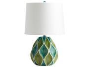 Cyan Design Glenwich Ceramic Table Lamp White Fabric Shade with Blue Lining