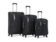 Dejuno Insight 3 Piece Expandable Spinner Upright Luggage Set Black