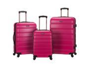 Rockland Melbourne 3 Piece Hardside 360 Degree Spinner Luggage Set Magenta