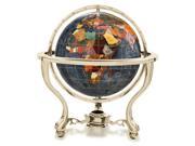 9 Gemstone Globe with Gold Colored Commander 3 Leg Table Stand Black Opal