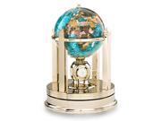 6 Gemstone Globe with Gold Colored Galleon Rotating Base Bahama Blue Ocean