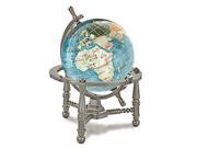 3 Gemstone Globe with Antique Silver Nautical Table Stand Bahama Blue Ocean