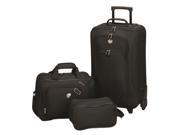 Travelers Club Euro Value II Collection 3 Piece Carry On Luggage Set Black