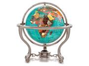 6 Gemstone Globe with Antique Silver Commander Table Stand Bahama Blue