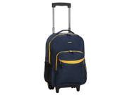Rockland 17 inch Rolling Carry On Backpack Navy Blue