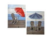 Urban Designs Coastal Collection Relaxing By The Beach 2 Piece Wooden Wall Decor
