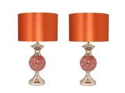 Urban Designs Orange Mosaic Cracked Glass 24 Table Lamp Set of 2