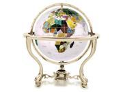 9 Gemstone Globe with Gold Colored Commander 3 Leg Table Stand Opal Color
