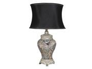 Urban Designs Handcrafted Art Deco Silver Cracked Glass Mosaic Table Lamp