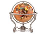 4 Gemstone Globe with Antique Silver Commander Table Stand Copper Amber