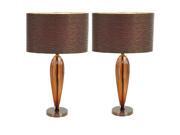 Urban Designs 25 Brown Glass Art Table Lamp with Bronze Shade Set of 2