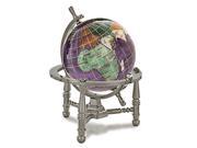3 Gemstone Globe with Antique Silver Nautical Table Stand Amethyst Opalite