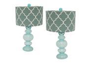 Urban Designs Polar Blue Glass 26 Table Lamp with Shade Set of 2