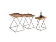 Urban Designs Rustic Wood Tray Nesting Accent Tables Set of 3