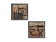 Urban Designs Movie and Showtime Wood Framed Wall Decor Set of 2