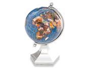 4 Gemstone Globe with Bright Silver Contempo Stand Marine Blue Ocean