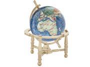 3 Gemstone Globe with Gold Colored Nautical Table Stand Marine Blue Ocean