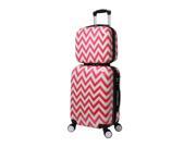 World Traveler Chevron 2 Piece Hardside Carry on Spinner Luggage Set Pink