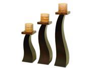 Alisha Wood Pillar Candle Holders Set of 3