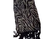 Merona Womens Black Gray Zebra Print Scarf with fringe