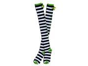 Target Womens Sexy Black White Green Striped Thigh High Socks With Bows