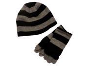 UPC 639725637187 product image for Faded Glory Girls Silver & Black Stripes Metallic Hat & Gloves Beanie Set | upcitemdb.com