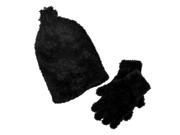 UPC 639725637200 product image for Faded Glory Girls Fuzzy Black Plush Hat & Gloves Beanie Set | upcitemdb.com