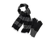 Merona Womens Black White Stripe Angora Blend Scarf Gloves