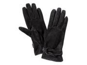 Merona Womens Black Suede Knotted Leather Gloves