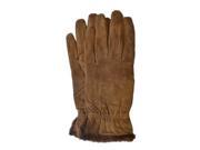 Isotoner Womens Brown Suede Gloves With Gathered Wrists Microluxe Linings L