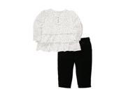 Carters Infant Girls 2 Piece Set Polka Dot Ruffle Shirt Black Stretch Pants
