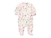 Carters Infant Girls Plush Pastel Polka Dot Sleeper Sleep Play Pajamas