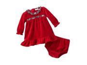 Chaps Infant Girls Red Velvet Party Dress with Plaid Trim