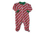 Faded Glory Infant Boy Girl Red Fleece Candycane Stripe Sleeper Sleep Play 0 3m
