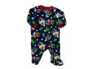 Faded Glory Infant Boys Blue Fleece Moose Sleeper Holiday Pajamas 0 3m